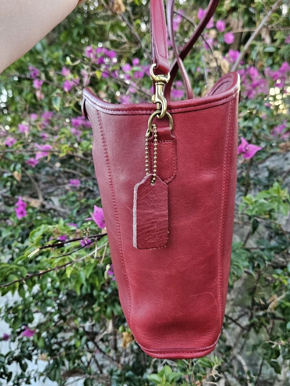 Vintage Coach 9993 Small Shopper Bag Leather Hangtag Red Leather Crossbody Mini - Picture 4 of 9